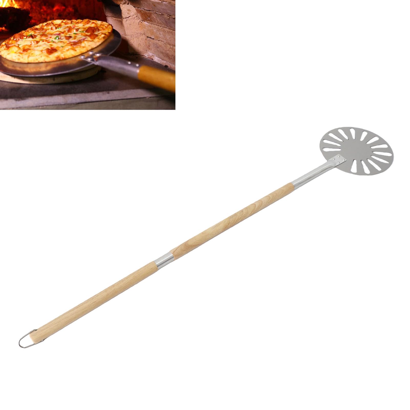 Pizza-Drehschäler, 22,9 cm, leichter Edelstahl-Pizzawender mit langem Griff zum Backen im Freien