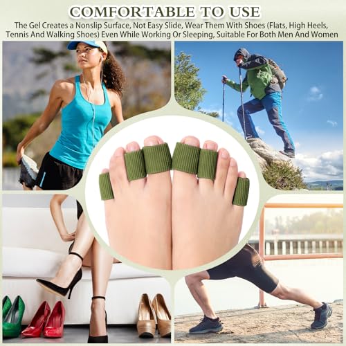 Image of Blulu 24 Pieces Toe Tubes 0.98 Inches Cushion Tube Corn Pads for Toes Sleeves Soft Gel Protectors for Cushions Corns Blisters Calluses 3 Size(Military Green,Assorted Sizes)