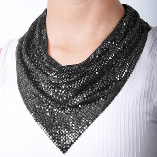 BXT Punk Style Triangle Scarf Metallic Glittering Nightclub Party Neckerchief Sparking Wrap for Men Women3
