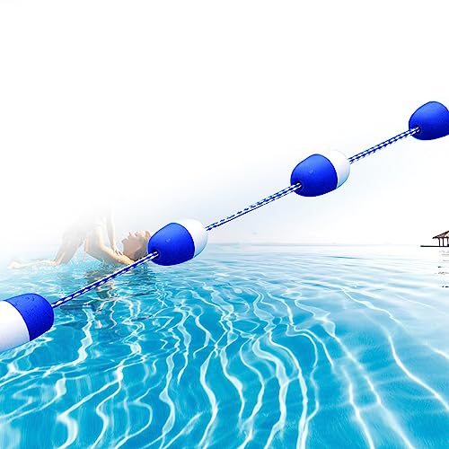 Cuerda y flotador de seguridad para piscina 7m azul blanco miniatura 1