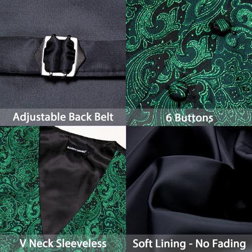 Image of Barry.Wang Men's Suit Vest Formal /Leisure Paisley Jacquard Silk Tie Pocket Square Waistcoat Set Wedding 5PCS