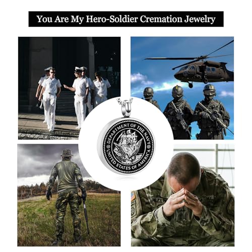 Hearbeingt Cremation Jewelry for Ashes USA Army/Air Force/Navy/Firefighter Memorial Urn Necklace for Ashes Keepsake Pendant for Women Men2