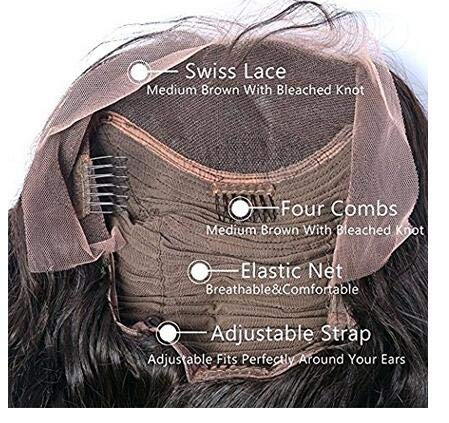 13X4 Lace Front Wig 150% Density Air Bangs Natural Color Short Bob Wigs Brazilian 100% Human Hair For Women (10 Inch, natural color)