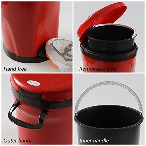 Caneca de basura plástica de 7 litros con pedal rojo miniatura 3