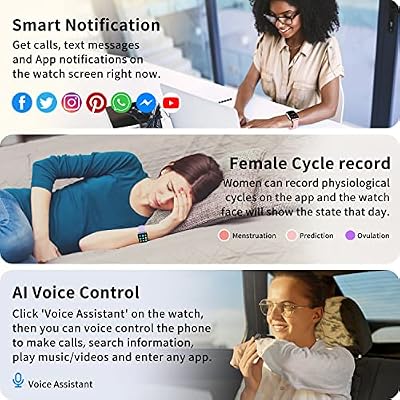 Popglory Smart Watch Answer/Make Calls, 1.85'' Smartwatch with AI Voice Control, Blood Pressure/SpO2/Heart Rate Monitor, Fitness Tracker Watch 2 Straps for Men Women for iOS Android Phones
