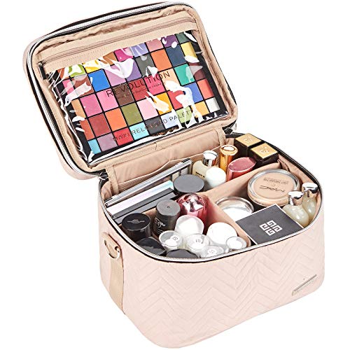 BELALIFE-Double-Layer-Makeup-Bag-for-Travel-Portable-Cosmetic-Organizer-for-Brushes-Sets-Large-Toiletry-Holder-with-Straps-Pink