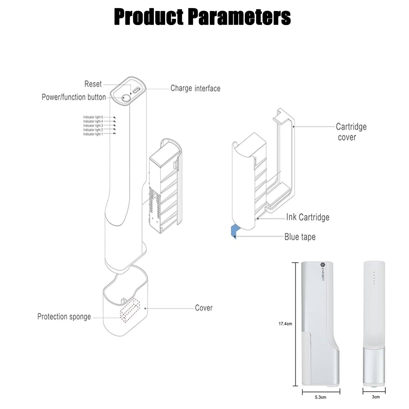 Penna per Stampante Mini Stampante per Alimenti Penna a Getto d'inchiostro Portatile Stampa 1200mAh Mini Stampante Portatile Inchiostro per Stampa Alimentare