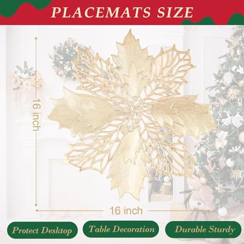 Image of HomeCloud PVC Material Round Shape Table Mat, Dining Table Mat,Table Placemats, Round Mats,Best for Bed-Side Table /Center Table, Dining Table /Shelves (Floral Hoop Gold, Set of 2)