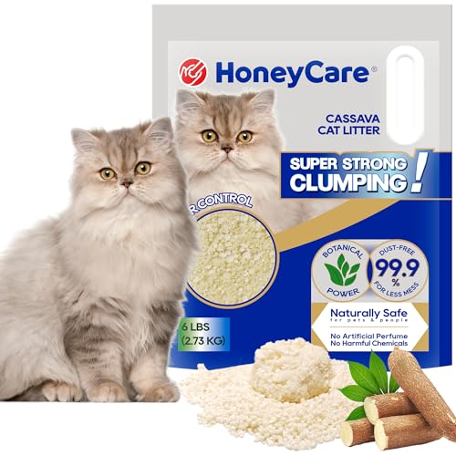 HoneyCare Cassava Cat Litter | Natural Cassava Formula | Fast Clumping & Odor Control | Low Dust...