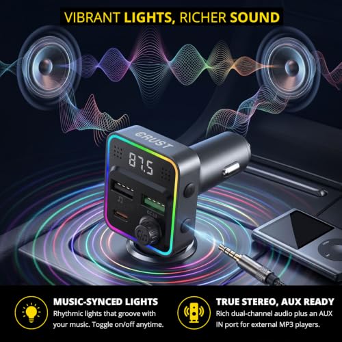 CRUST CS35 Car Bluetooth Receiver, 50W Charger, BT v5.3 - Image 5