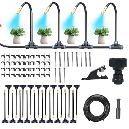 65.61FT Quick-Connect Drip Irrigation System Kit with Bendable Nozzles