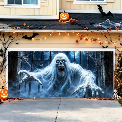Image of Halloween Garage Door Decorations 7 x 16 ft, Ghoul Gate Cover