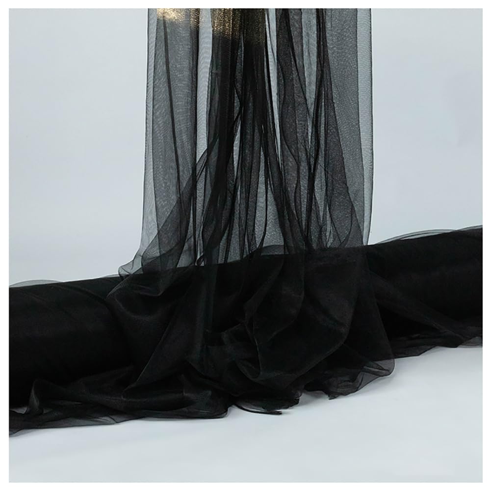 Tüll Stoff Meterware – 160cm breiter Softtüll für Hochzeit, Geburtstag & DIY – Weicher Tüllstoff für Tutu-Röcke, Hochzeitsbogen & Tischdeko – 12 Farben & Verschiedene Längen Schwarz 100 Meter