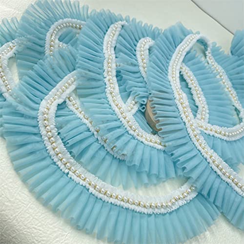 3.28 Yards Mesh + Beaded Decoration Ruffles Lace Trim Net Cloth Sewing Trim Embellishments Scrapbooking Accessories #TOP3