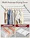 Sakugi Clothes Drying Rack with Height-Adjustable Wings, Metal Foldable Laundry Dryer Stand for Clothing & Bedding, Free-Standing Collapsible for Indoor & Outdoor Use, 55.5