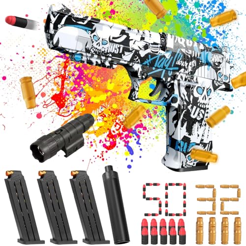 Airsoft Pistole,Schaumstoff Munition,Knallpistole,SchaumstoffPistole,Pistole Wüstenadler Mit Platzpatronen,Geschoss und Zielscheibe für Nerf
