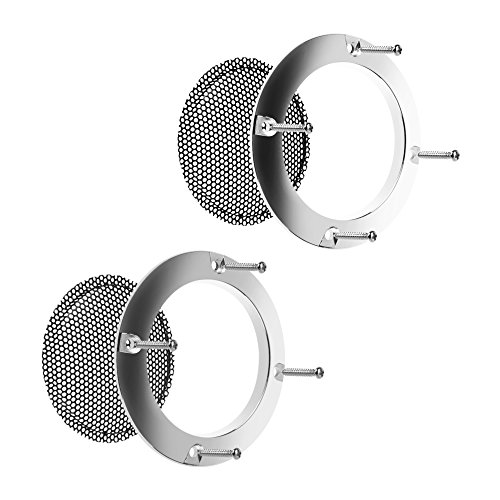 BCP 2 pcs 2 inch Silver Color Ring Black Mesh Speaker Decorative Circle Subwoofer Grill Cover Guard Protector with Screw