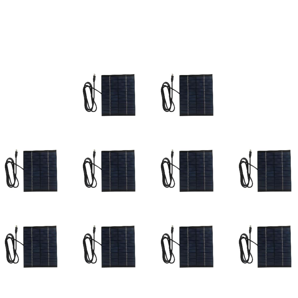 Pannello Solare da 10 pezzi, 2W, 12V con Porta Type-C, Caricatore Solare Portatile per Batterie Ricaricabili, Telecamera di Sorveglianza