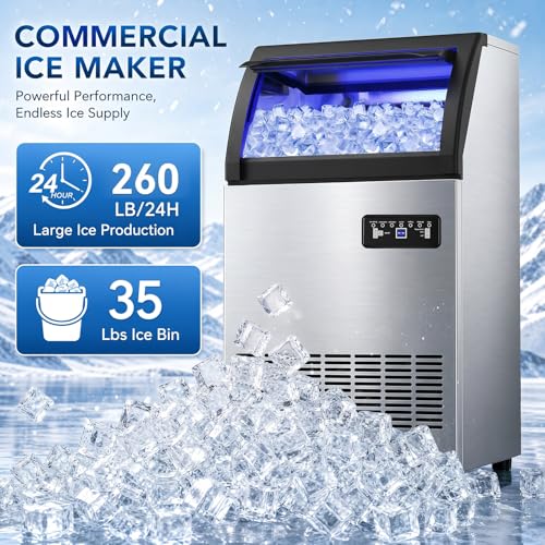 Fabricadora de hielo comercial 260 lbs/24h con depósito 35 lbs miniatura 2