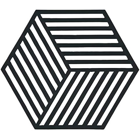 Zone Denmark Hexagon Silicone Trivet for Pots, 16 x 14 cm, Black Cover