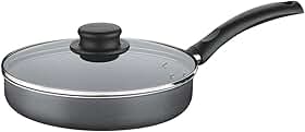 Frigideira Reta Tramontina Turim em Alumínio com Revestimento Interno e Externo Antiaderente Starflon Max Cinza com Tampa de Vidro 22 cm 1,7 L