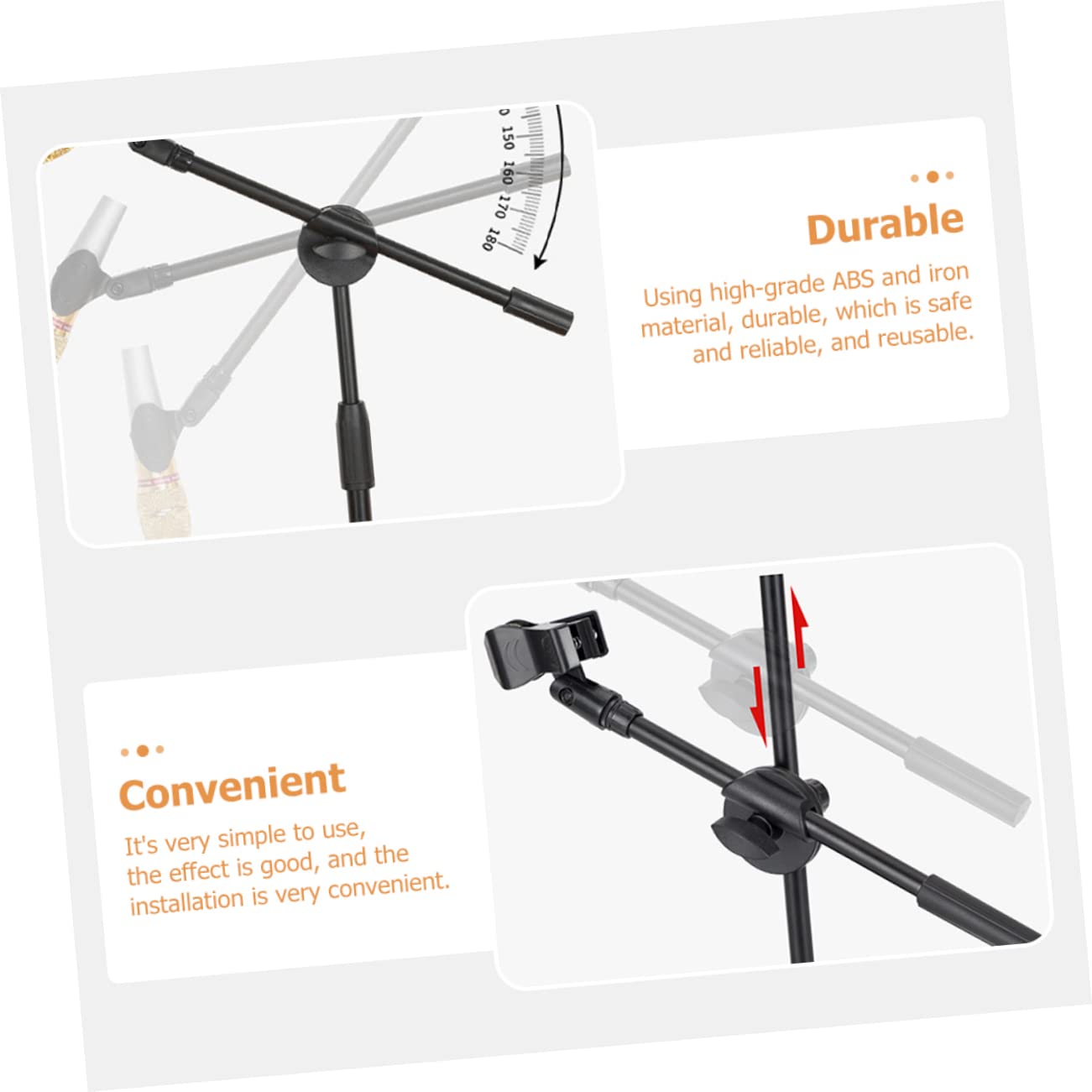 Kisangel 2pcs Universal Microphone Arm Clips for Stage Performance Adjustable Buckle Mount Bar