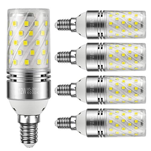 Yiizon LED maíz bombillas, E14, 12W, 100W bombilla incandescente equivalente, candelabro LED bombillas, 6000K Blanco Frío, 1200 lm, CRI>80+, no regulable (5 Packs) Cover