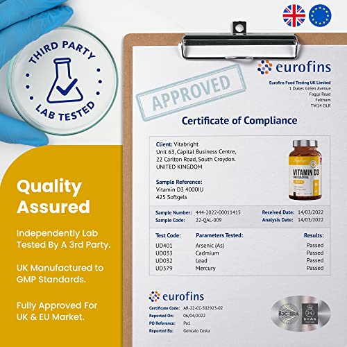 Vitamin D3 4000 IU Daily | 425 Softgels - 14 Month Supply | High Strength Vitamin D Tablets | Sugar-Free Softgels, NOT VIT D Gummies | VitaBright VIT D3 Supplements for Women & Men - Image 6