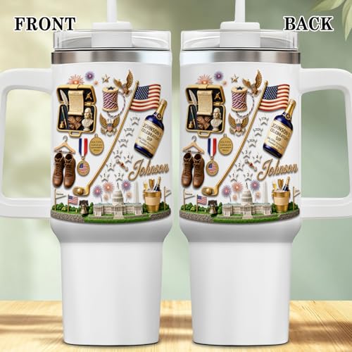 Image of Personalized 250th Anniversary Of America Tumbler - Custom Patriotic USA Flag 1776-2026 Gifts - US Eagle Freedom Cup 40oz A11 - American Independence Celebration Gifts For Men Women