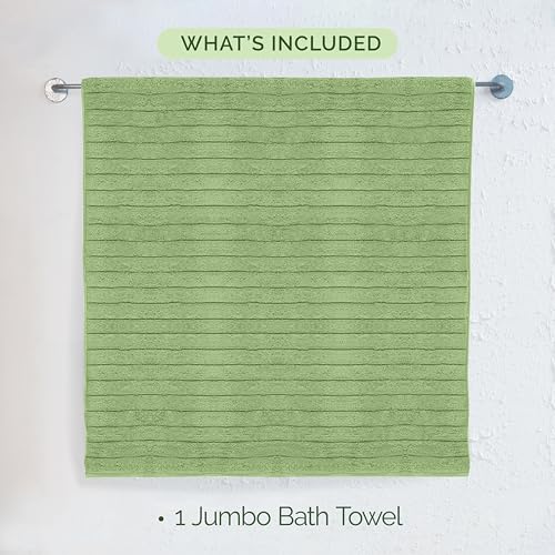 Image of Elegant Comfort 100% Turkish Cotton Corduroy Ribbed Luxury Jumbo Bath Towel Ultra Soft - 35 x 70 Inch - Luxury Spa Premium Hotel Quality Highly Absorbent and Quick Dry Large Bath Towel, Sage