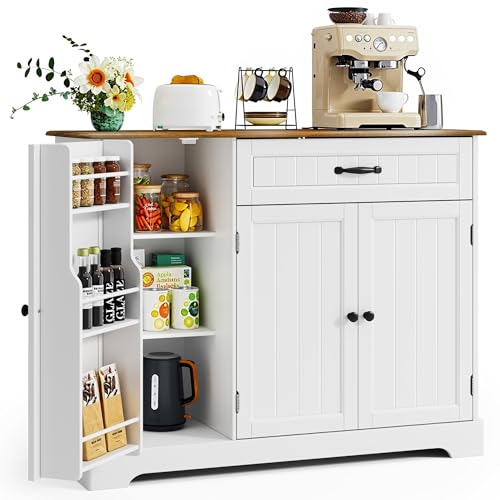 Xbro Buffet avec 1 Tiroir, étagère de Porte à 3 Niveaux et Grand Espace de Rangement, Buffet avec Dispositif Anti-Basculement et Coins Arrondis, pour...