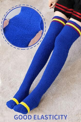 Image of CutiePlusU Womens Thigh High Fuzzy Socks Coral Fleece Over Knee High Sock - 1 Pair