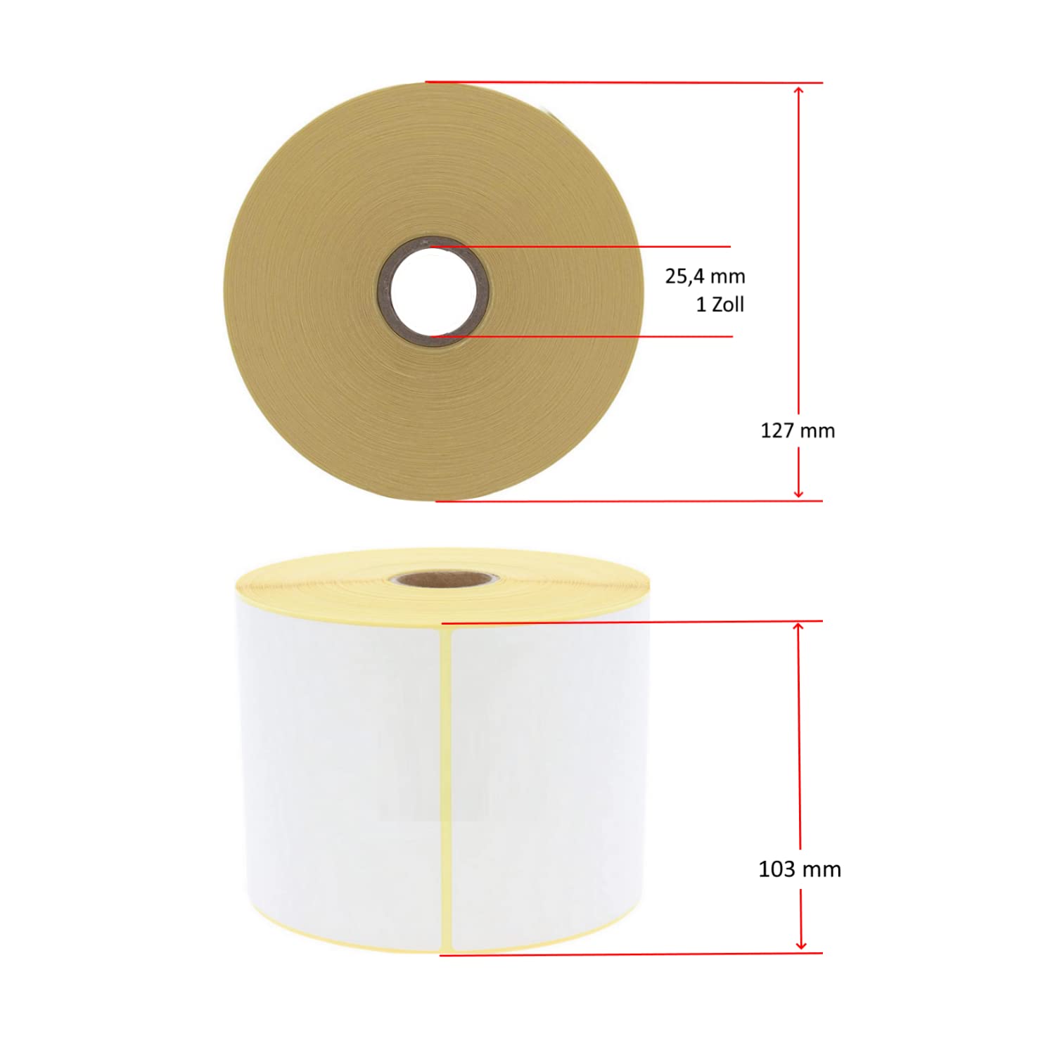 h2i Étiquettes thermiques directes 100 x 150 mm – 500 étiquettes par rouleau – Noyau de rouleau 25,4 mm – Perforation – Autocollant – Pour toutes les imprimantes d'étiquettes et industrielles +