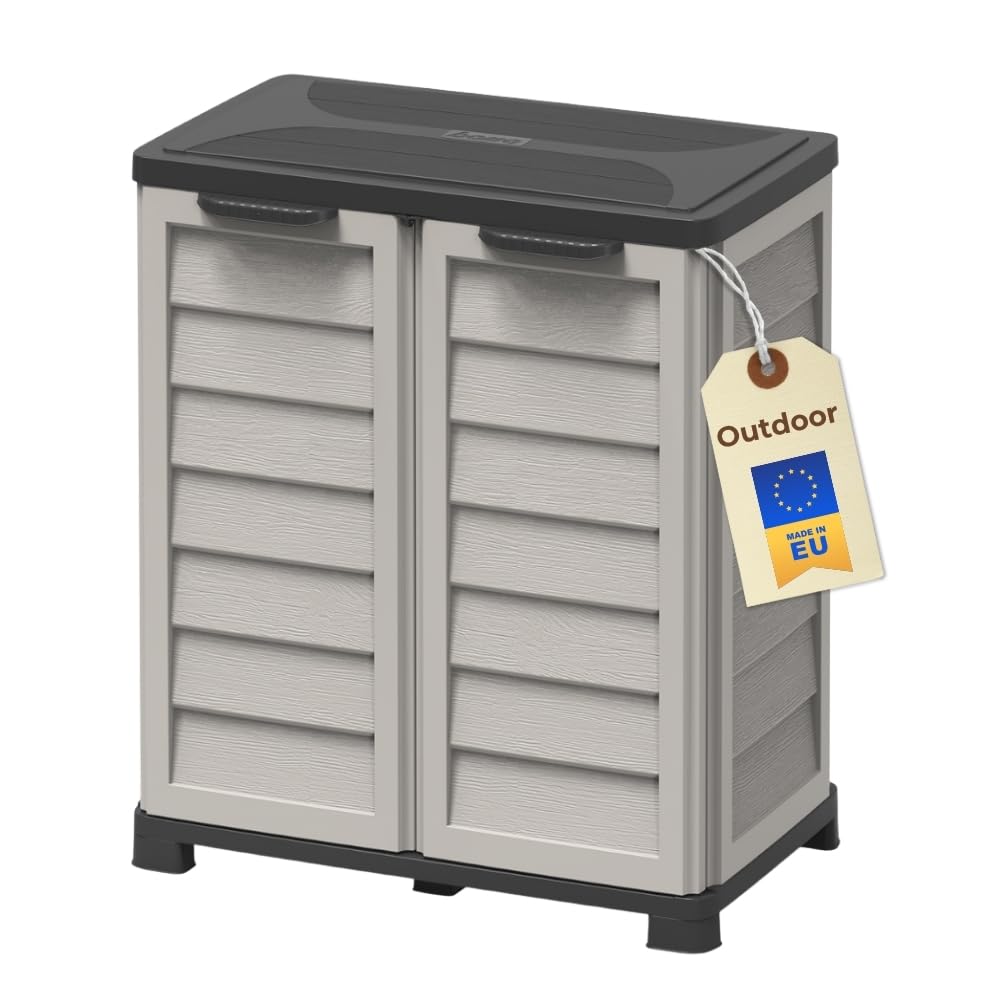 GarPet Gartenschrank Wetterfest Outdoor Kunststoff Schrank Kunststoffschrank Mehrzweckschrank Balkonschrank Geräteschrank Outdoor Kunststoffschrank Wetterfest