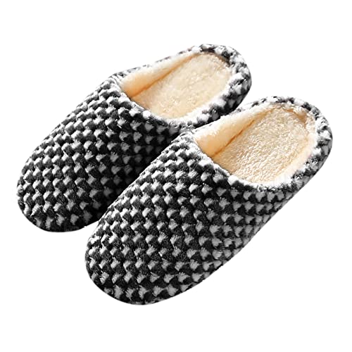 Slippers For Women Fuzzy, Womens Slipper Indoor Outdoor with Memory Foam Cozy Warm House Slippers for Couple with Anti-Slip Rubber Sole
