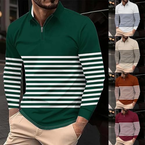 Cambkatl Men's 1/4 Zip Long Sleeve Lapel Golf Shirts - Color Block Stretch 2025 Fall Tennis Business Casual T-Shirt2