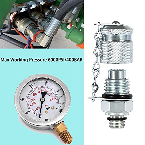 Image of Hydraulic Pressure Test Coupling Kit Fits for Parker PD Series Coupler,Caterpillar Case John Deere Excavator Construction Machinery-Working Pressure 6000PSI /400BAR