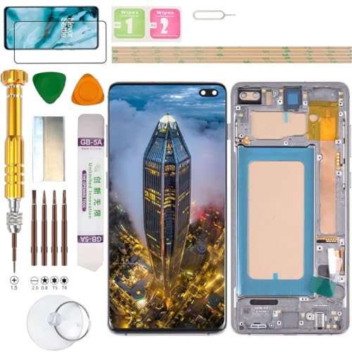 Gadget Troops Écran LCD (sans empreinte digitale) pour Samsung Galaxy S10+ Plus SM-G975F/DS, G975U, G975U1, G975W, G975X, SC-05L Kit de remplacement d'écran...