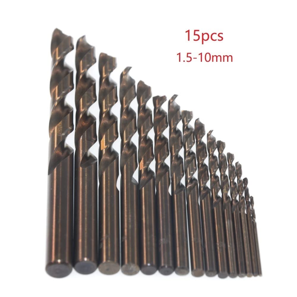 15 Pz 1.5-10mm M35 HSS Co Punte Da Trapano In Acciaio Ad Alta Velocità Set Lavorazione Del Legno In Metallo Codolo Cilindrico Punta Da Trapano Utensili Elettrici