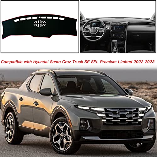 Keegtbox Dash Mat Cover Custom Interior Center Console Compatible With Hyundai Santa Cruz Truck Se Sel Premium And Limited 2022 2023 Up Dashboard Mat Covers Accessories (Red Trim) #TOP5