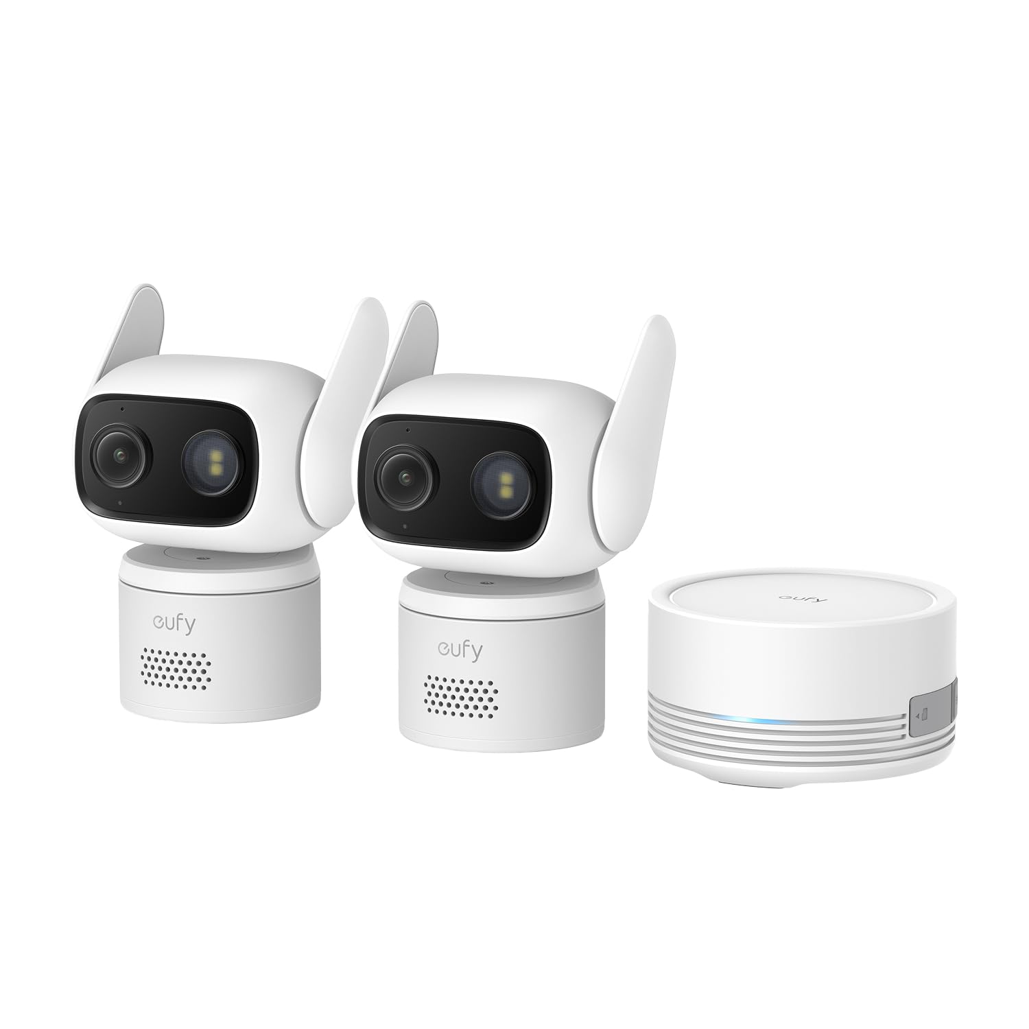 White Eufy Wired Cam C31 Pan-Tilt Camera 2 Pack With Homebase Mini (White)