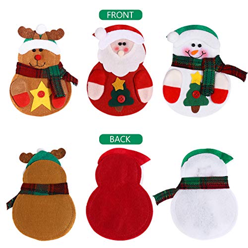 TINKSKY Kitchen Suit Porta-prata, bolsos, faca de garfo, boneco de neve, Papai Noel, alce, decoração