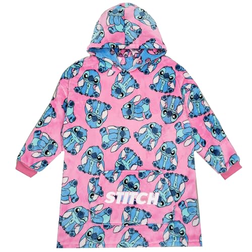 Disney Lilo & Stitch Girls Hoodie Reversible Oversized Soft Fleece Hoody (Lilo & Stitch - Reversible, One Size)