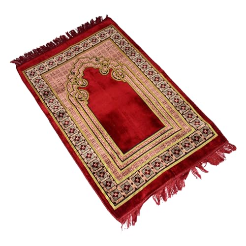 Bordeaux Colored Design Spiegel Premium Quality Muslim Prayer Rug Sajadah