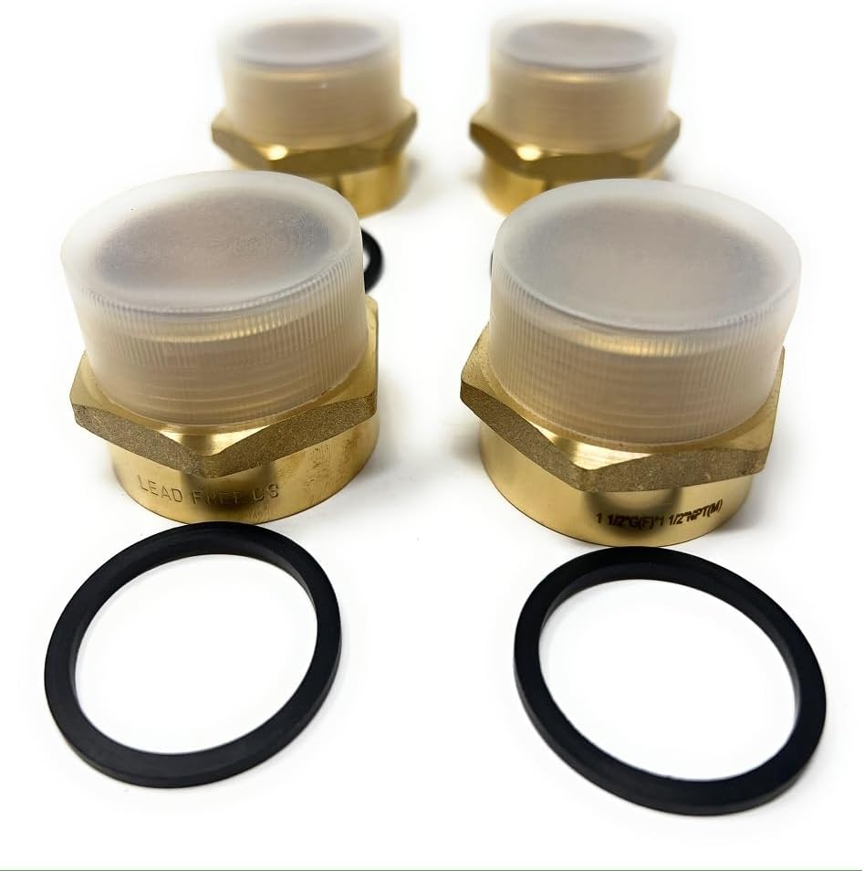G Thread (Metric BSPP) Female to NPT Thread Male Pipe Fitting Adapter - Lead-Free Adapter (Four, 1 1/2 inch)