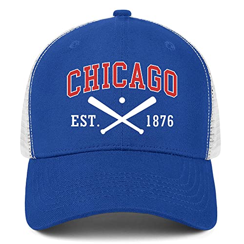 Chicago Hat Men Women Embroidered Mesh Trucker Hat Adjustable Youth Baseball Cap Dad Hats Sport Fan Apparel Gifts Blue #TOP3