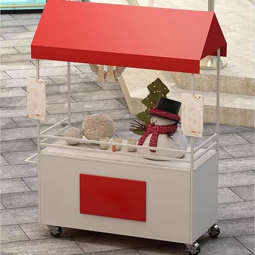 Waterproof Food Vending Cart with Canopy, Rolling Snack Stand for Markets & Events, Lockable 360° Swivel Wheels, Portable Mobile Cart (White, 200cm/78.7in)