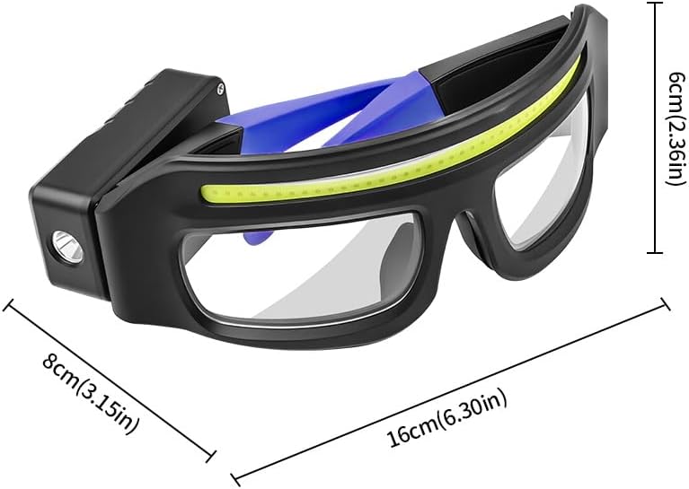Smart Safety Glasses with Light, Rechargeable Inductive Headlamp, 5 Modes, 350-500lm, LED Glasses Light, IPX4 Waterproof Outdoor Lighting Glasses for Night Fishing, Repair, Camping