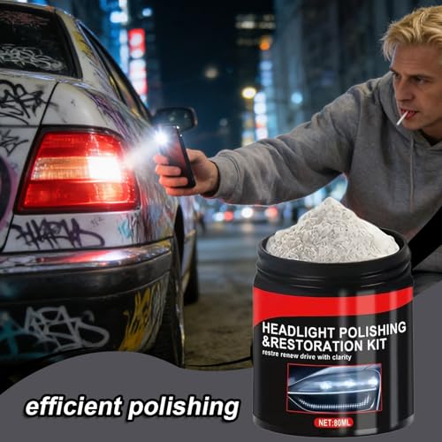 Polvo de pulido de – fórmula profesional de 80 ml | Kit de pulido de faros con reparación de arañazos, restauración de superficies, brillo de espejo, kit de eliminación de arañazos de - imagen 2