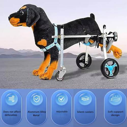 Silla de ruedas para perros con movilidad reducida y soporte ajustable de 4 ruedas 4
